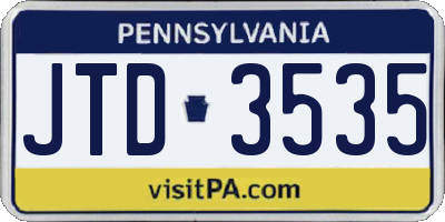 PA license plate JTD3535