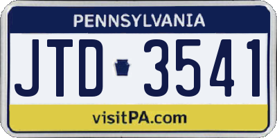 PA license plate JTD3541