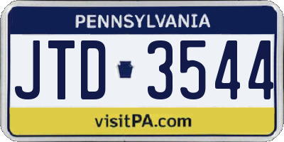 PA license plate JTD3544