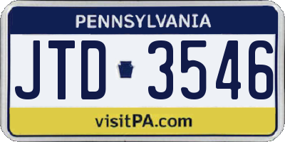PA license plate JTD3546