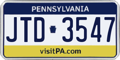 PA license plate JTD3547