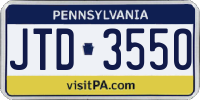 PA license plate JTD3550