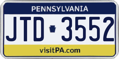 PA license plate JTD3552