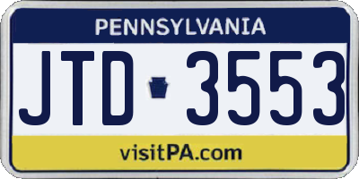 PA license plate JTD3553