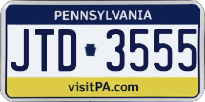 PA license plate JTD3555