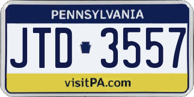 PA license plate JTD3557