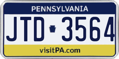PA license plate JTD3564