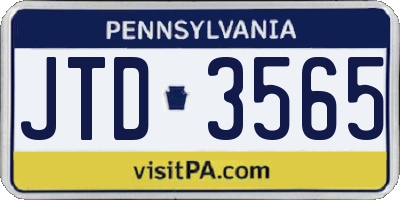 PA license plate JTD3565