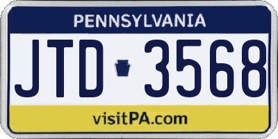 PA license plate JTD3568