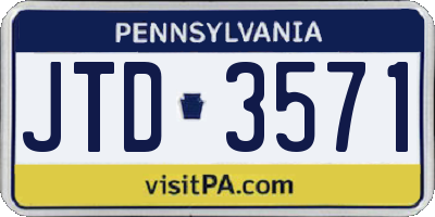 PA license plate JTD3571