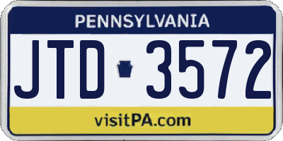 PA license plate JTD3572
