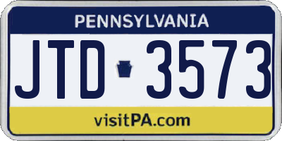 PA license plate JTD3573