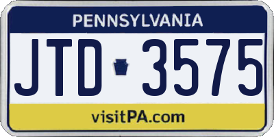 PA license plate JTD3575