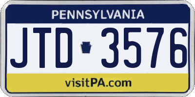 PA license plate JTD3576