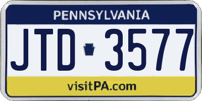 PA license plate JTD3577
