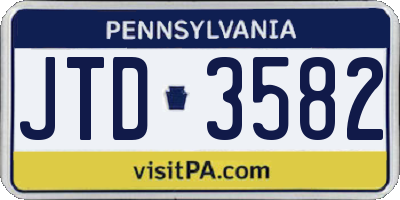 PA license plate JTD3582