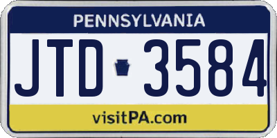 PA license plate JTD3584