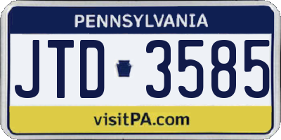 PA license plate JTD3585