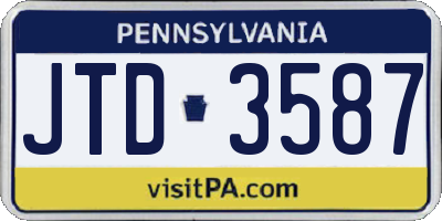 PA license plate JTD3587