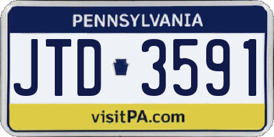 PA license plate JTD3591