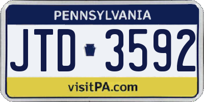 PA license plate JTD3592