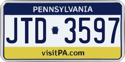 PA license plate JTD3597