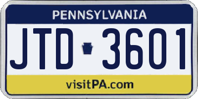 PA license plate JTD3601