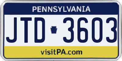 PA license plate JTD3603