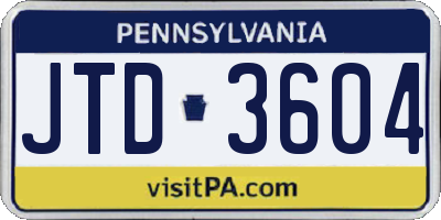 PA license plate JTD3604