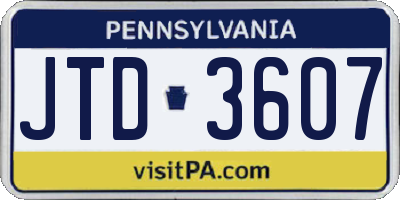 PA license plate JTD3607