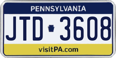 PA license plate JTD3608