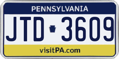 PA license plate JTD3609