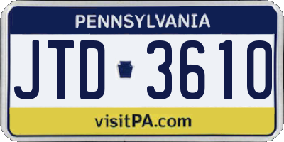 PA license plate JTD3610