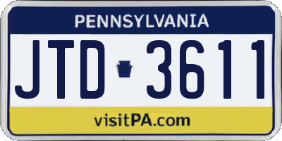 PA license plate JTD3611