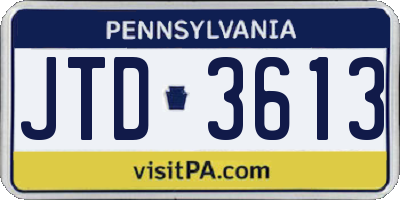 PA license plate JTD3613