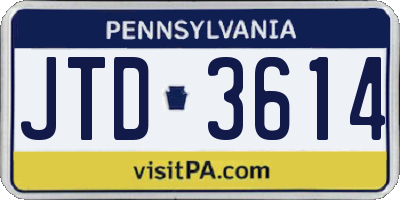 PA license plate JTD3614
