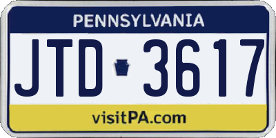 PA license plate JTD3617