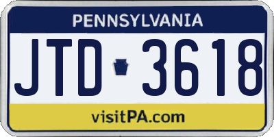 PA license plate JTD3618