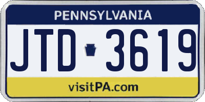 PA license plate JTD3619