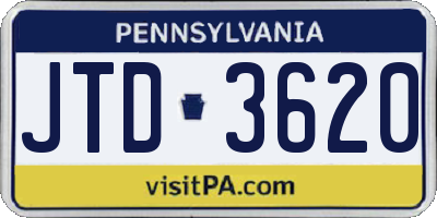 PA license plate JTD3620