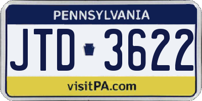 PA license plate JTD3622