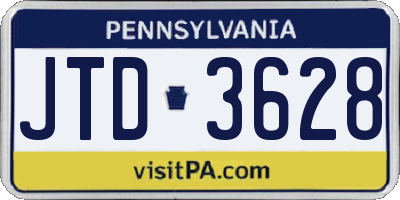 PA license plate JTD3628