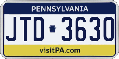 PA license plate JTD3630