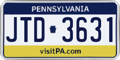 PA license plate JTD3631
