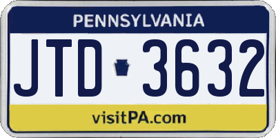 PA license plate JTD3632