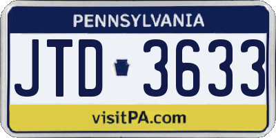 PA license plate JTD3633