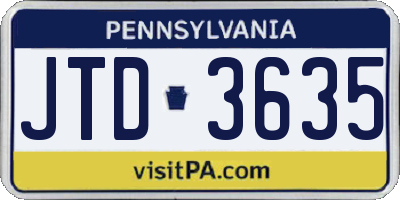 PA license plate JTD3635