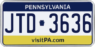 PA license plate JTD3636