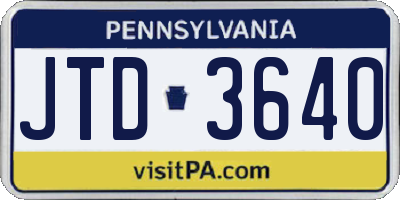 PA license plate JTD3640