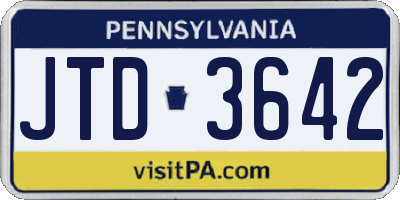 PA license plate JTD3642